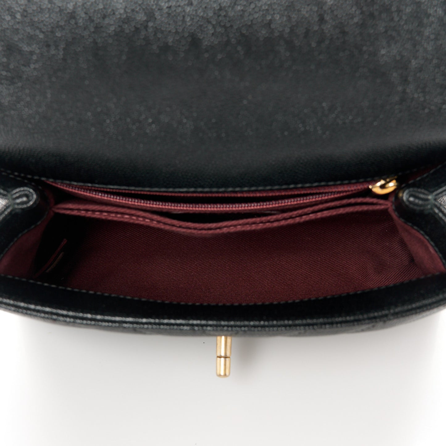 Caviar Chevron Quilted Mini Coco Handle Flap Black