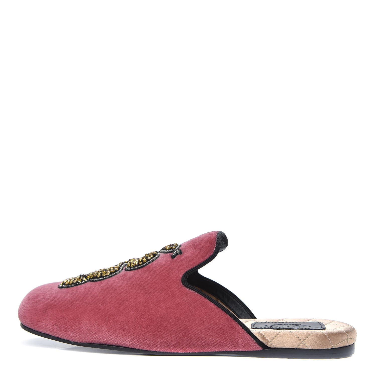 Gucci Velvet Embellished Evening Slippers 35.5 Pink 1 of 10