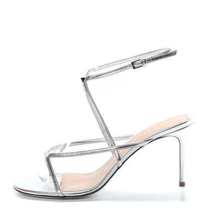 Valentino Garavani Metallic Nappa 85 Crisscross Sandals 38 Silver 1 of 12