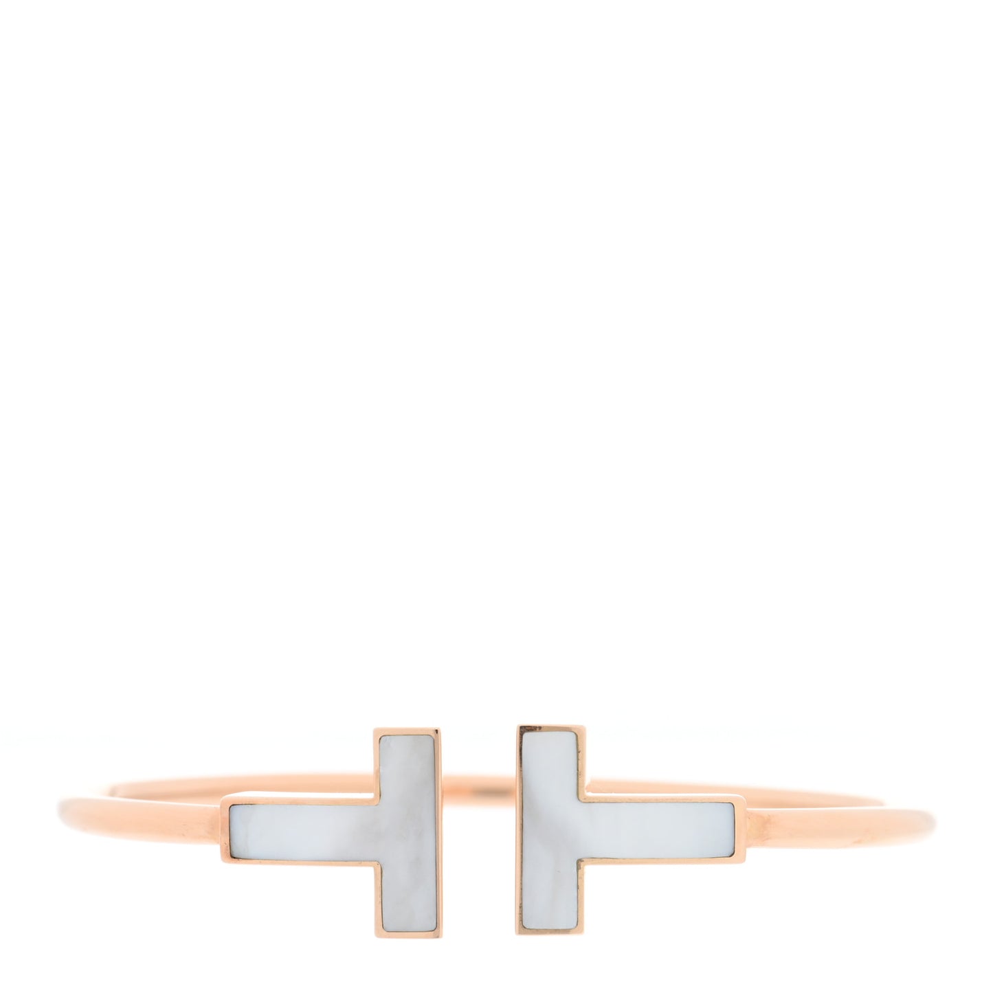 18K Rose Gold Mother of Pearl Wide T Wire Bracelet