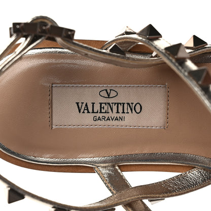 Valentino Garavani Metallic Nappa Rockstud T-Strap Slingback Flat Sandals 36 Skin 7 of 8