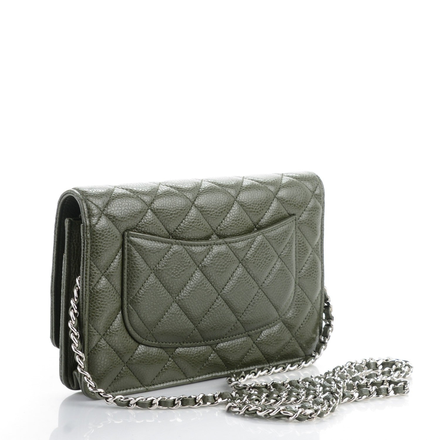 Chanel Caviar Quilted Wallet On Chain WOC Dark Green 3 of 8