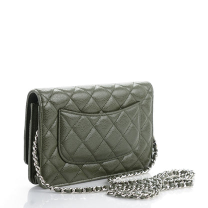 Chanel Caviar Quilted Wallet On Chain WOC Dark Green 3 of 8