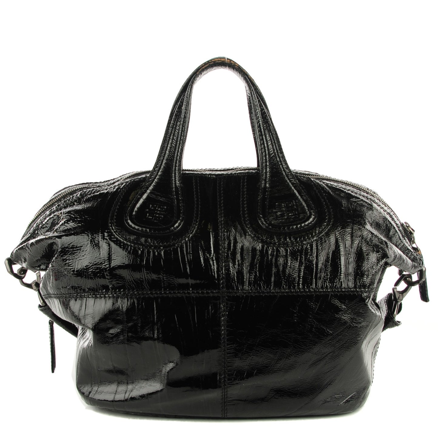 Crinkled Patent Calfskin Small Nightingale Black