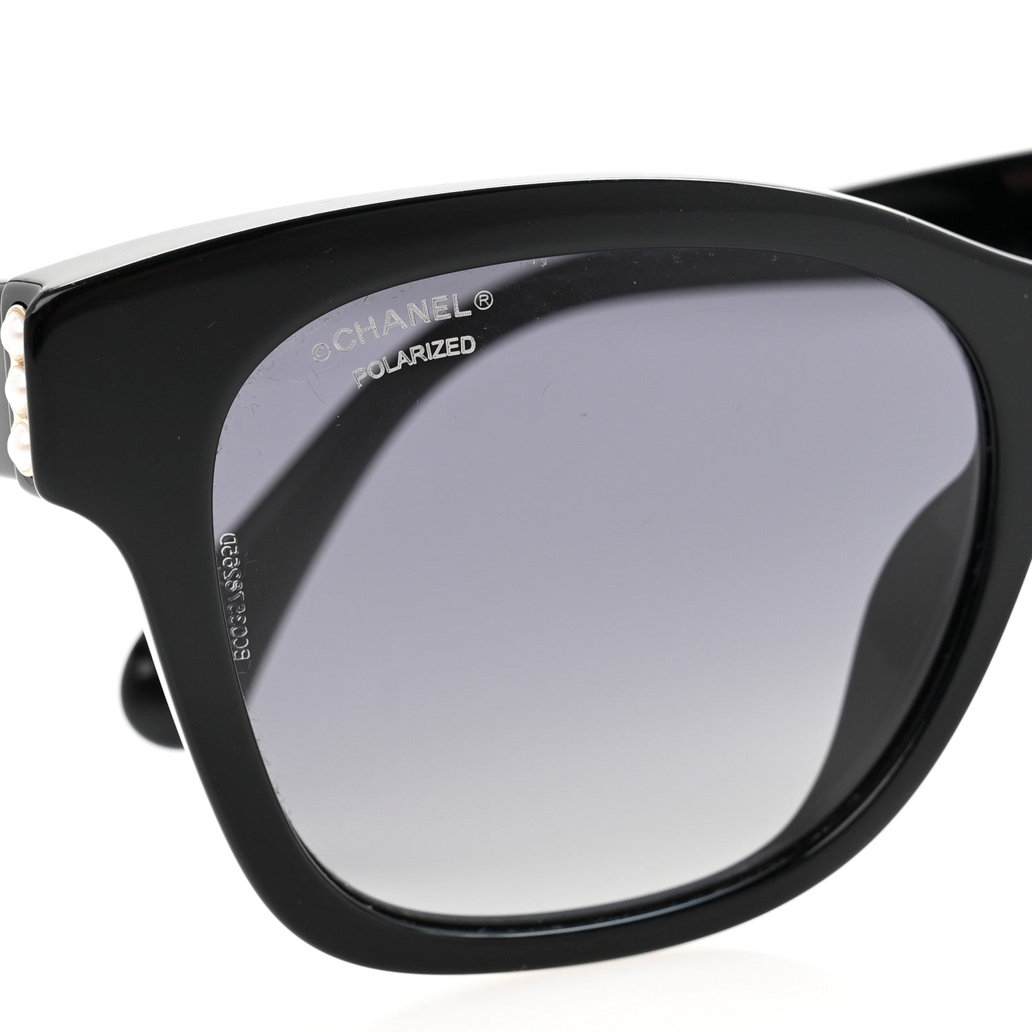 Chanel Acetate Polarized Pearl CC Square Sunglasses 5482-H-A Black