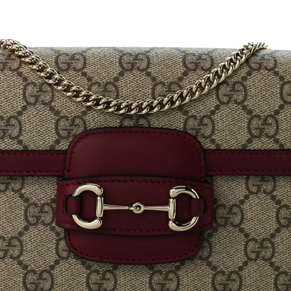 Gucci GG Supreme Monogram Azalea Calfskin Horsebit 1955 Mini Bag Beige Ebony Rosso Ancora 7 of 9
