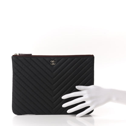 Chanel Caviar Chevron Quilted Medium Cosmetic Case Black 2 of 8