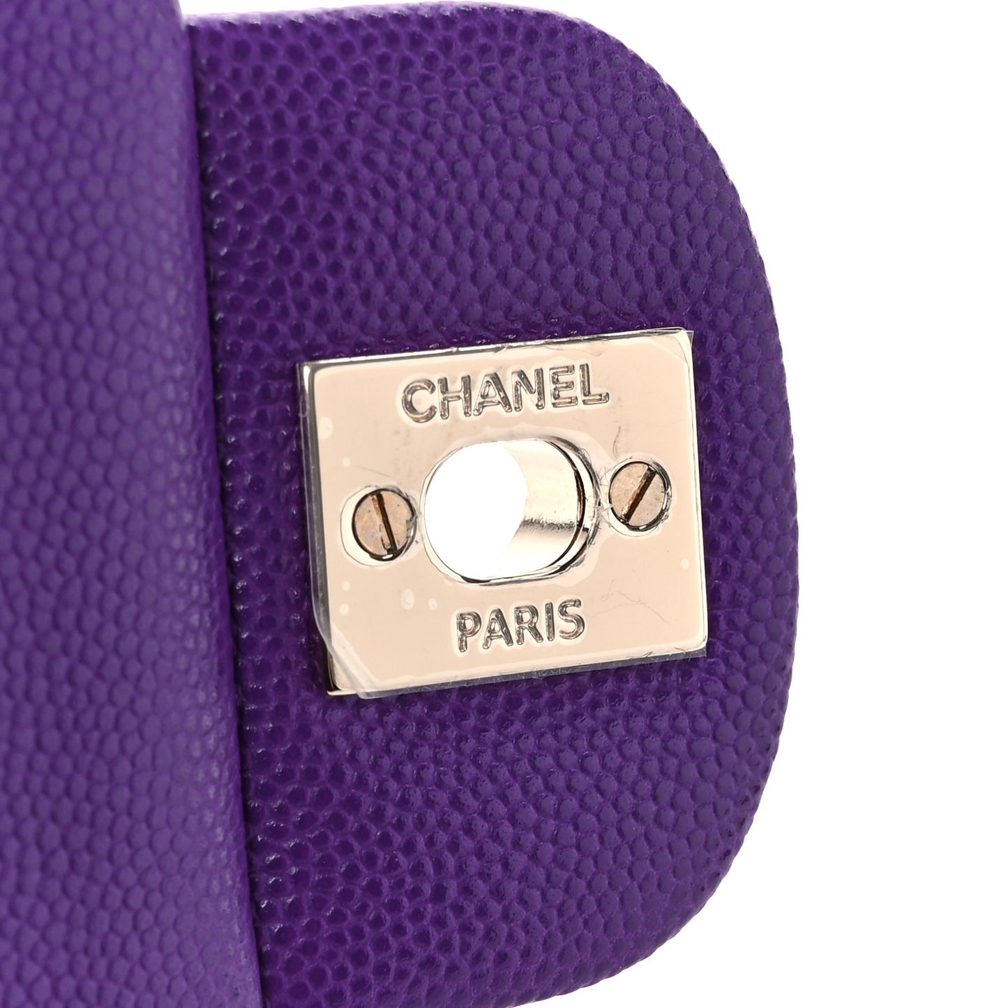Caviar Quilted Medium Double Flap Purple