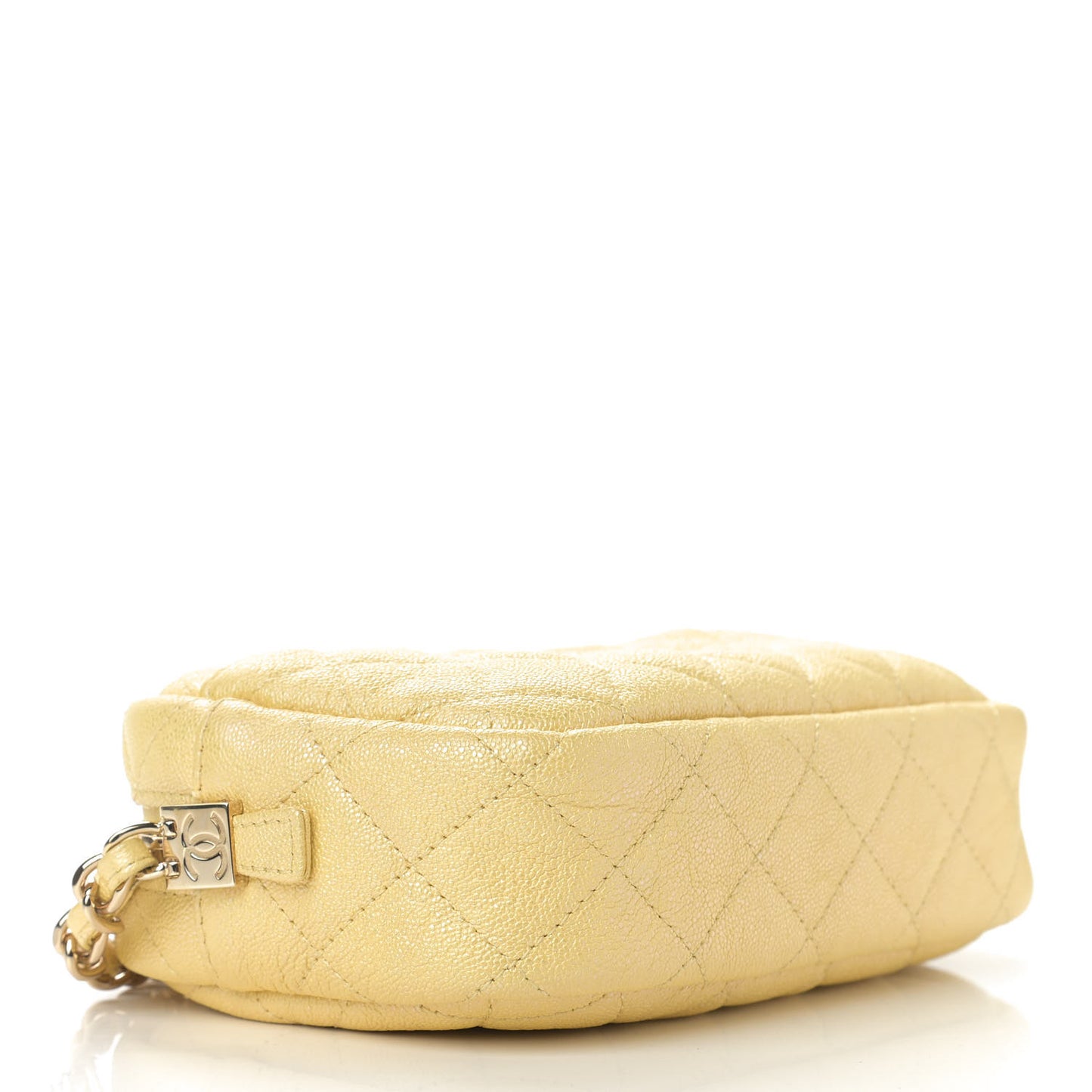 Iridescent Caviar Quilted Small Timeless Camera Case Yellow