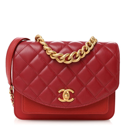 Chanel Calfskin Caviar Quilted Chain Handle Flap Red 1 of 11