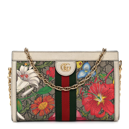 Gucci GG Supreme Monogram Flora Web Small Ophidia Chain Shoulder Bag White 1 of 17