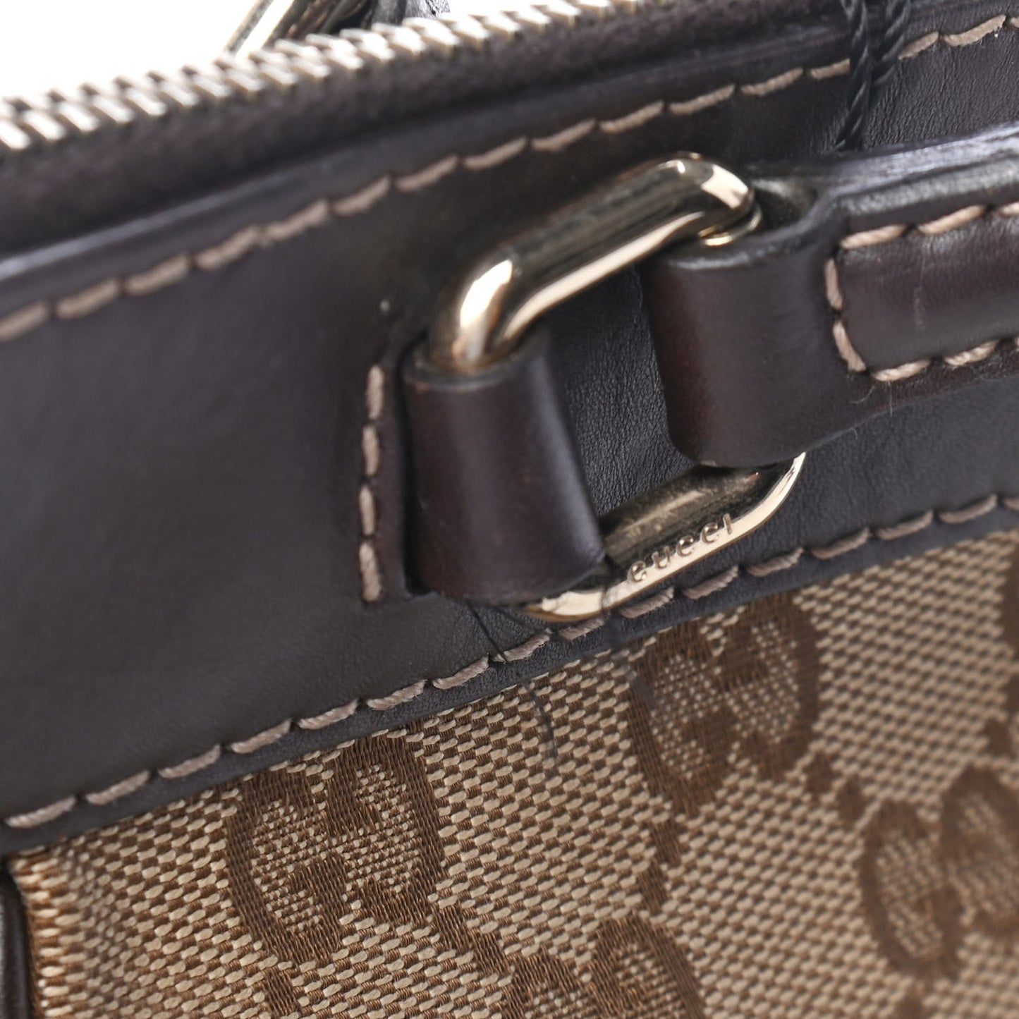 Monogram Web Mayfair Top Handle Satchel Dark Brown