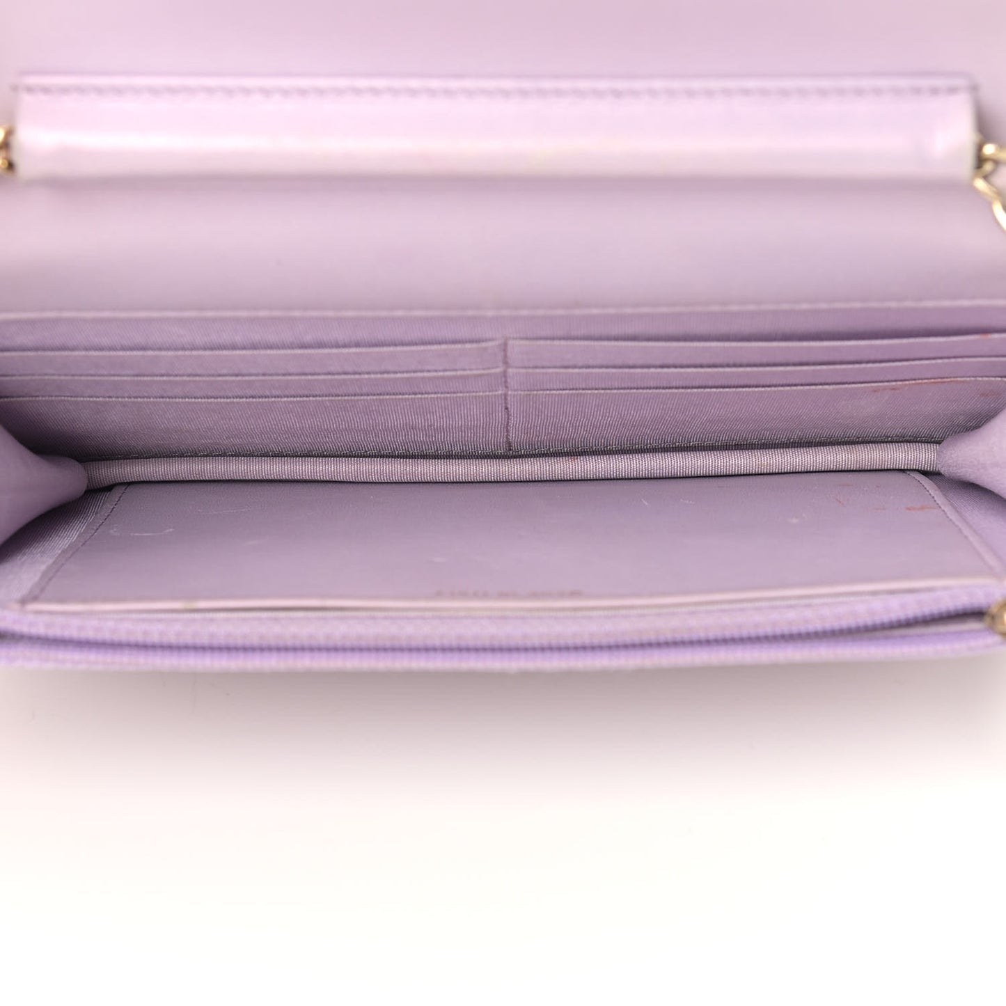 Patent Calfskin Quilted Boy Wallet On Chain WOC Purple