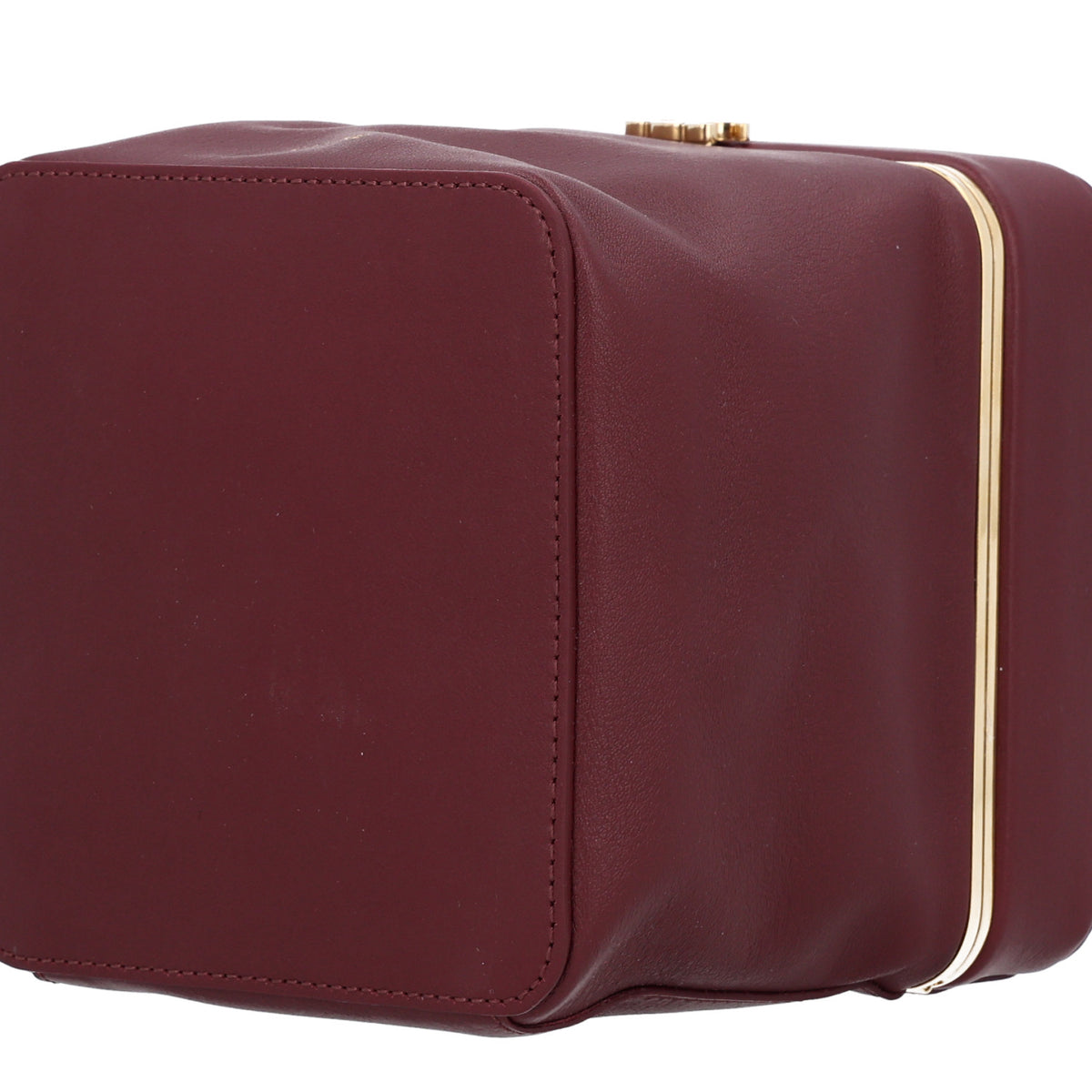 Supple Calfskin Cube Frame Bag Syrah