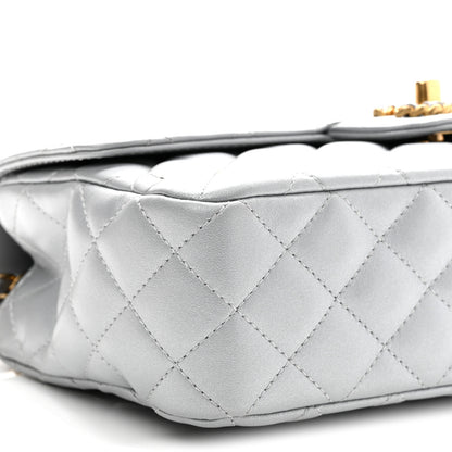 Chanel Metallic Lambskin Quilted Small Strass On Top Flap Silvery 9 of 11