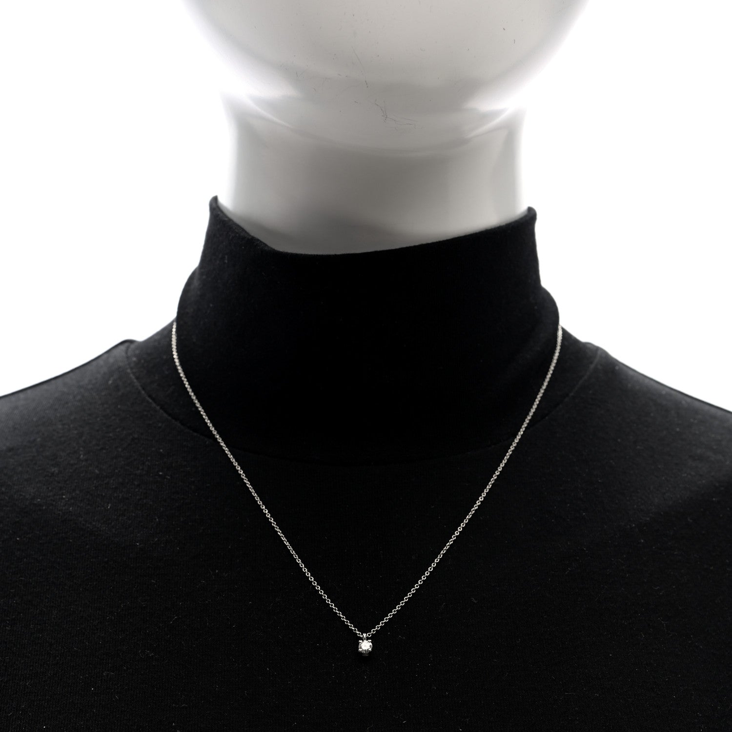 Tiffany Platinum Diamond .15ct Solitaire Pendant Necklace 2 of 4