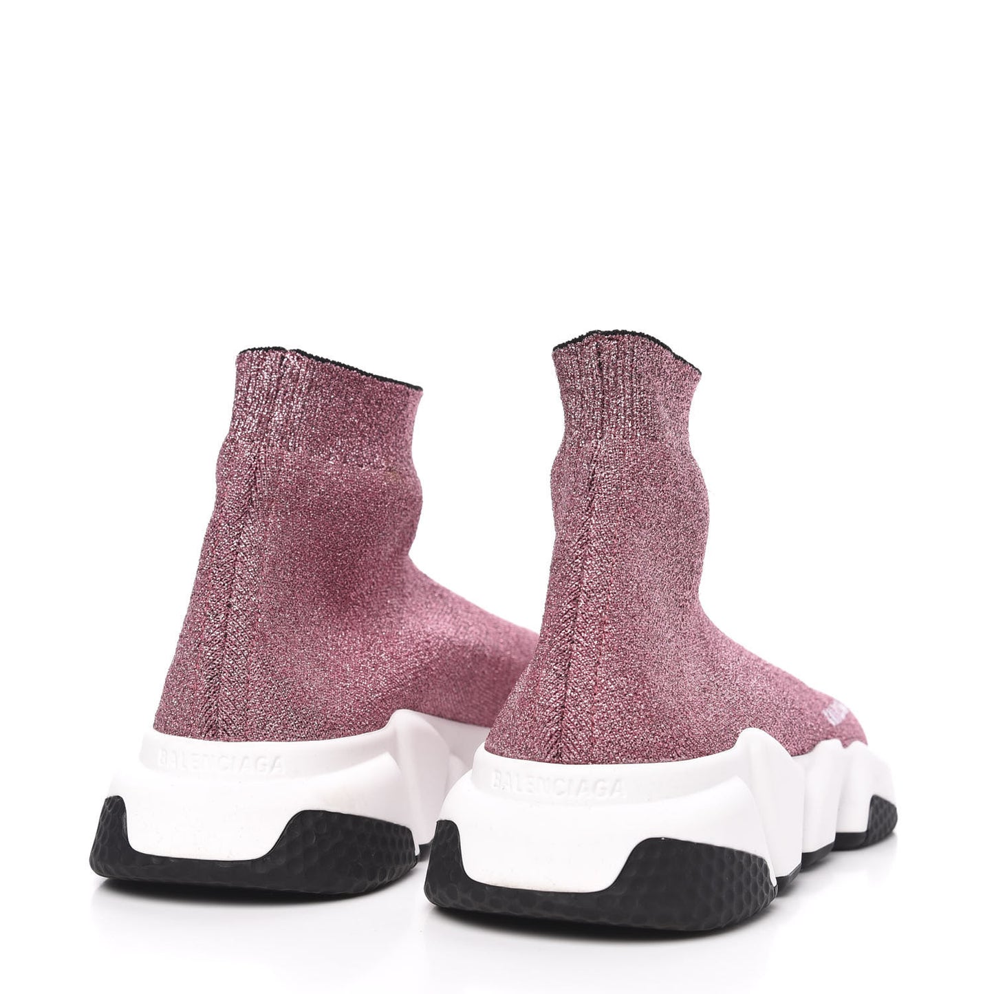 Laminated Knit Bi-Color Sole Womens Speed Sneakers 39 Pink White Black