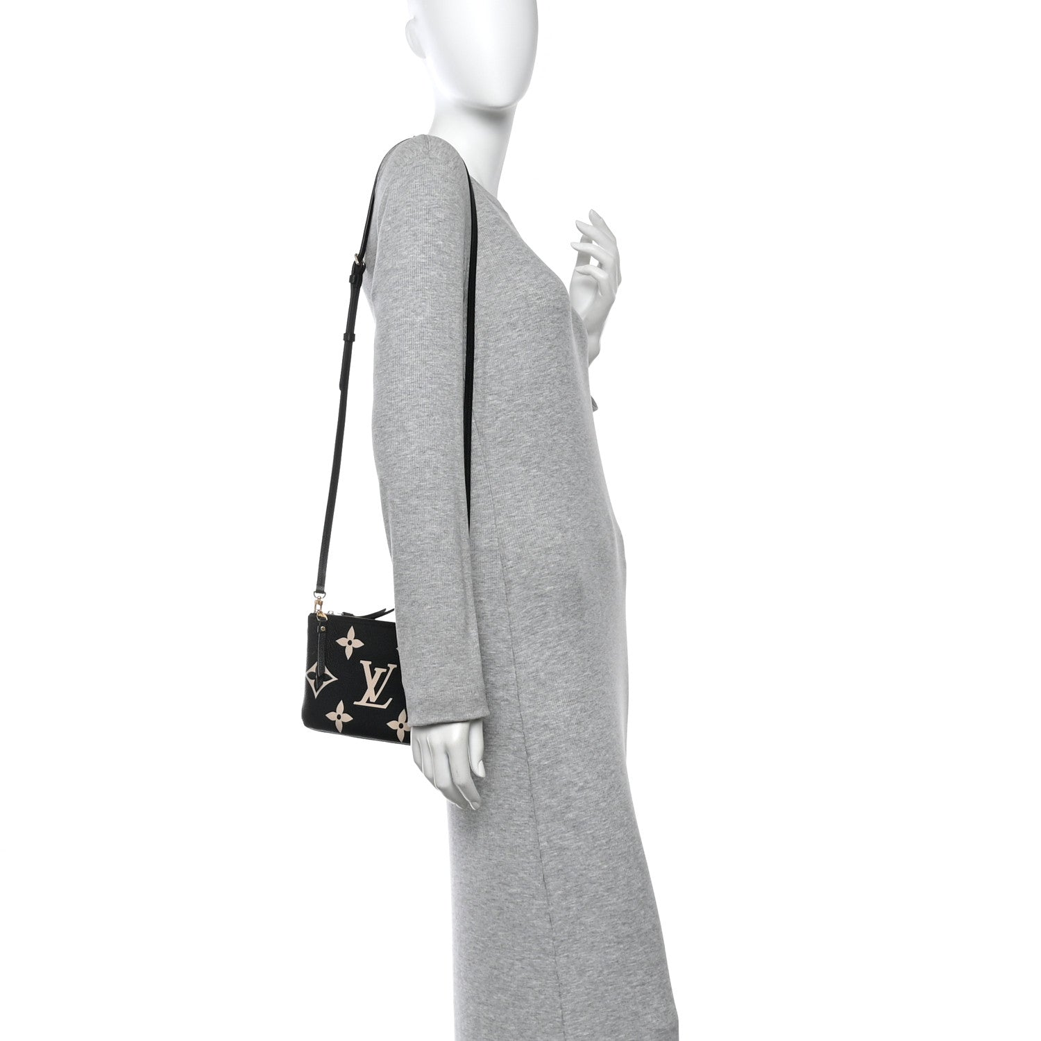 Louis Vuitton Empreinte Monogram Giant Double Zip Pochette Black Cream 2 of 10
