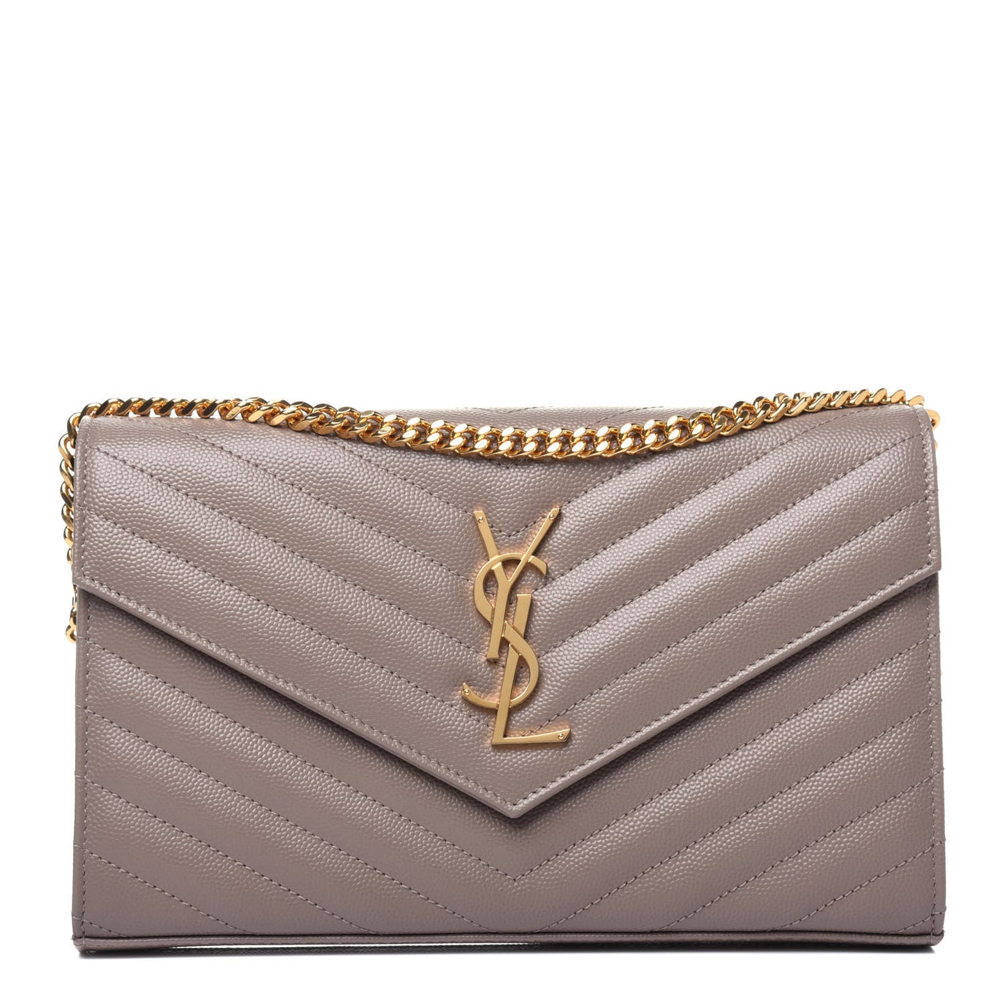 Grain De Poudre Matelasse Chevron Monogram Chain Wallet Fard