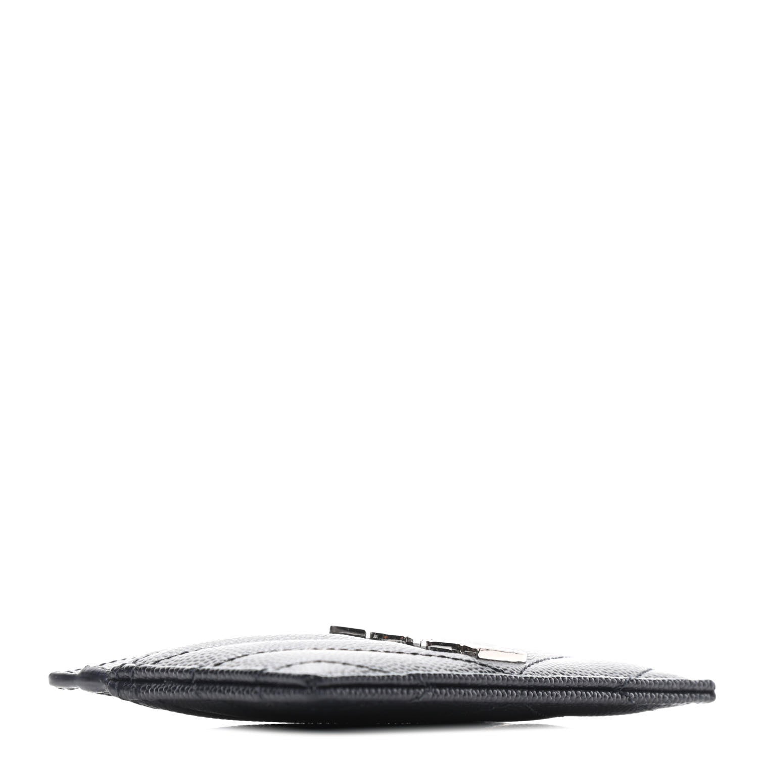 Saint Laurent Grain De Poudre Matelasse Chevron Monogram Credit Card Case Deep Marine 3 of 4
