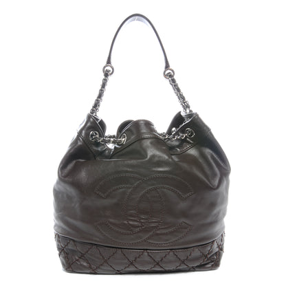 Chanel Calfskin Drawstring CC Bucket Bag Dark Brown 1 of 7