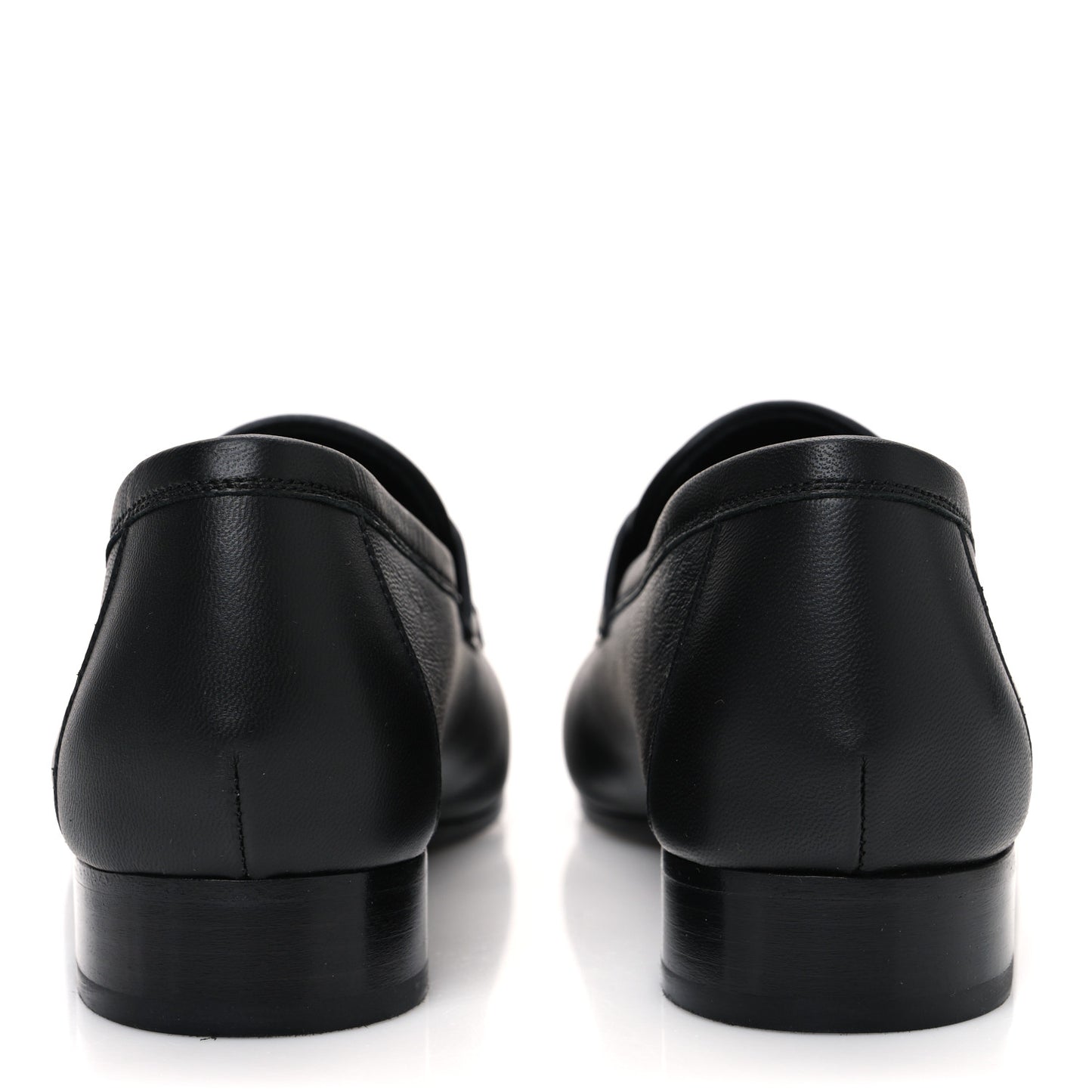Calfskin Womens Stitched CC Loafers 38 Black