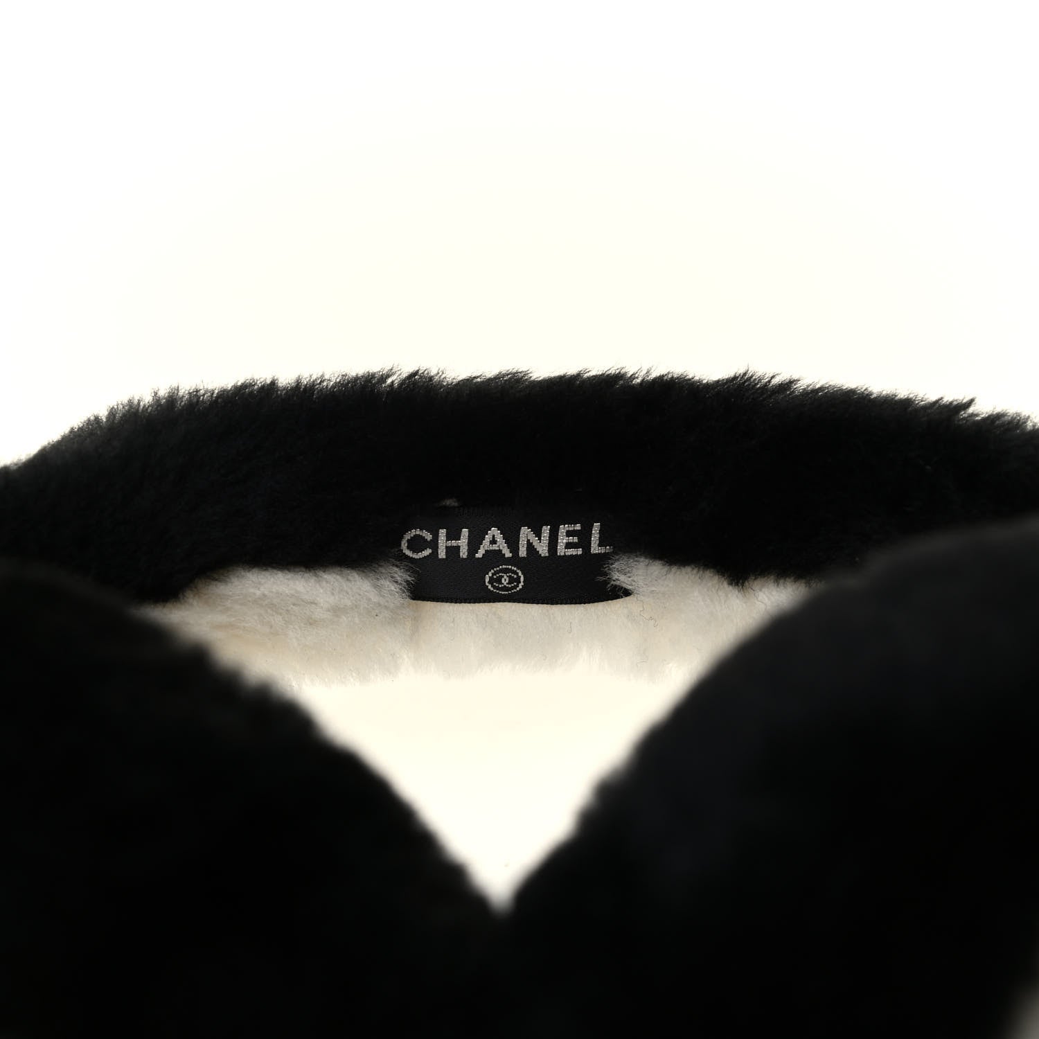Chanel Shearling CC Bi-Color Ear Muffs White Black 3 of 3