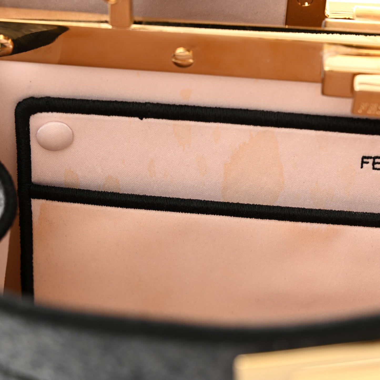 Melange Flannel Satin Threaded Edge Medium Peekaboo I SEE U Satchel Grigio Bois de Rose