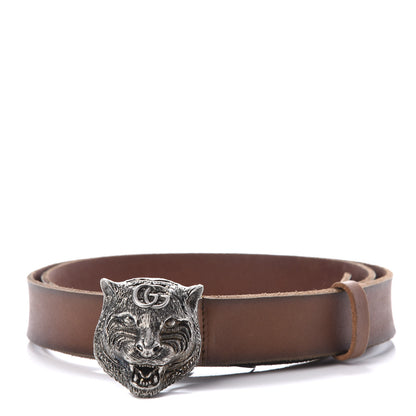 Gucci Calfskin Brass Feline Buckle Belt 105 42 Toscano 1 of 4