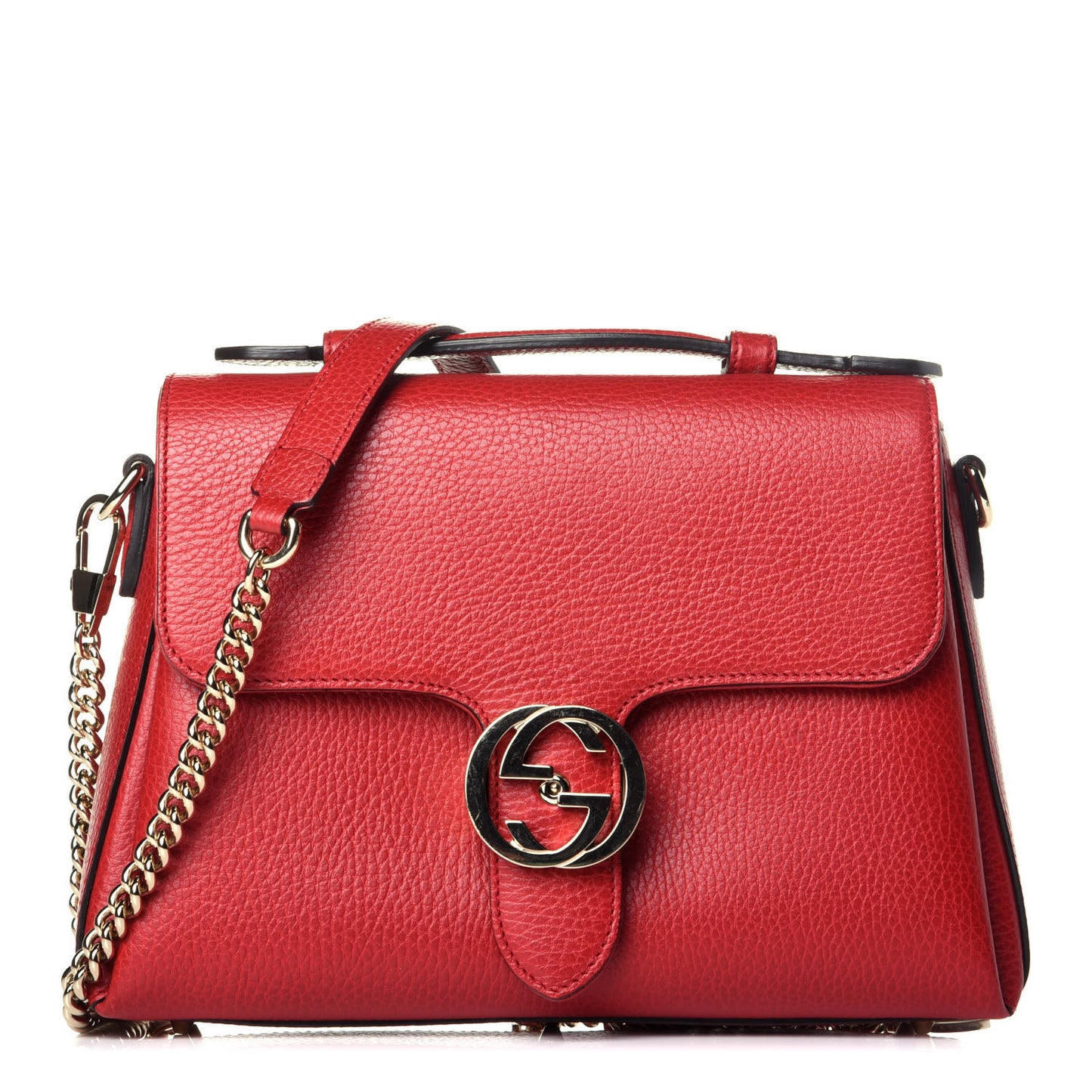 Dollar Calfskin Interlocking G Top Handle Shoulder Bag Red