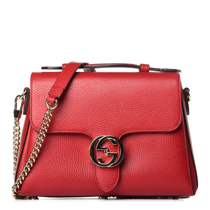 Gucci Dollar Calfskin Interlocking G Top Handle Shoulder Bag Red 1 of 9