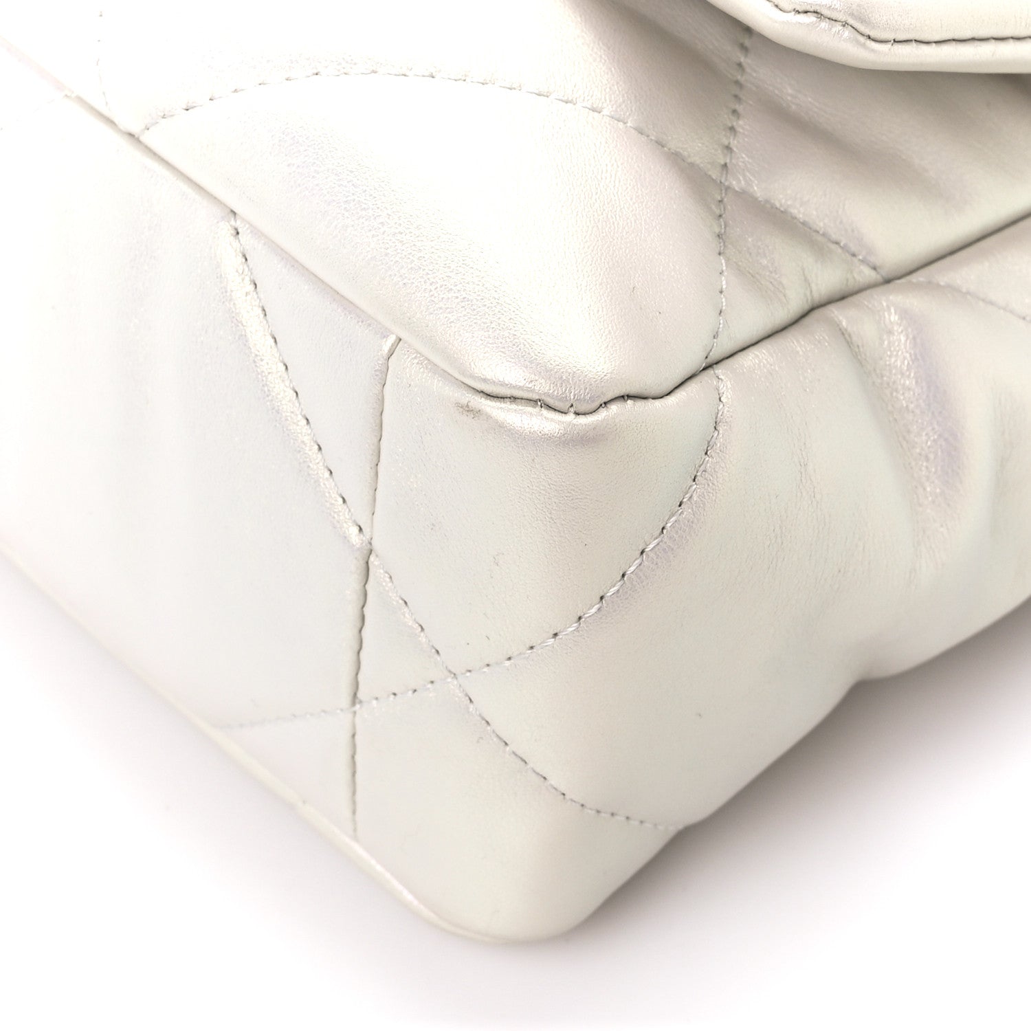 Chanel Iridescent Calfskin Quilted Medium Chanel 19 Flap White 10 of 11