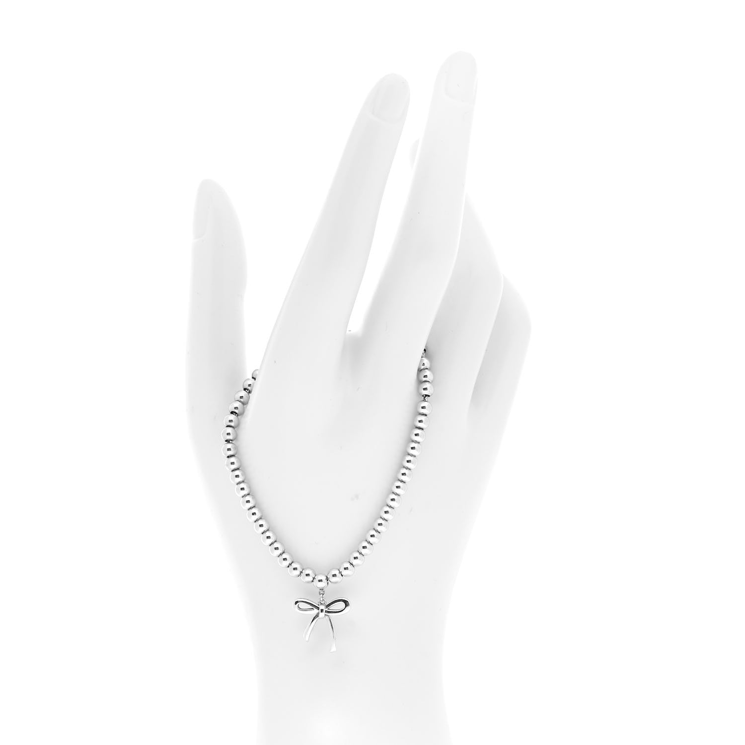 Tiffany Sterling Silver 4mm Bow Bead Bracelet 2 of 5