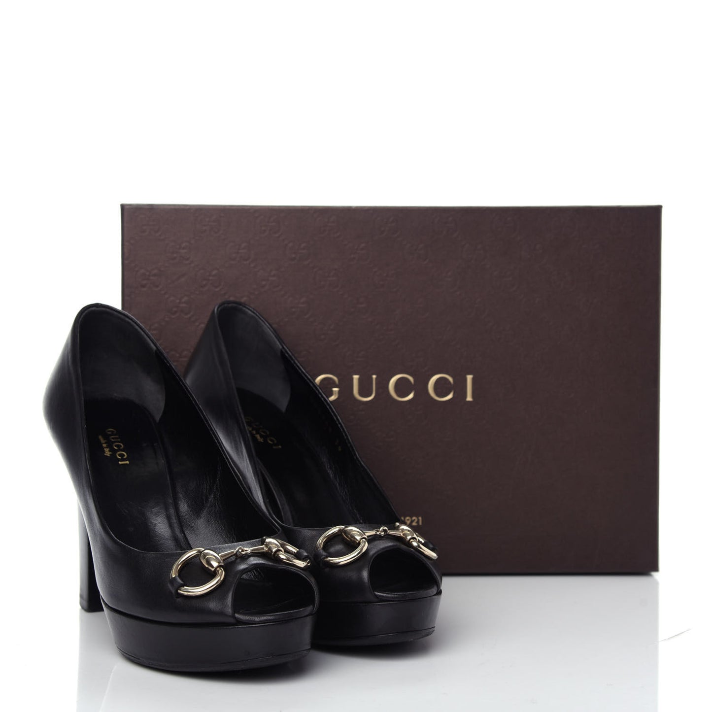 Nappa Horsebit Peep Toe Platform High Heel Pumps 36 Black