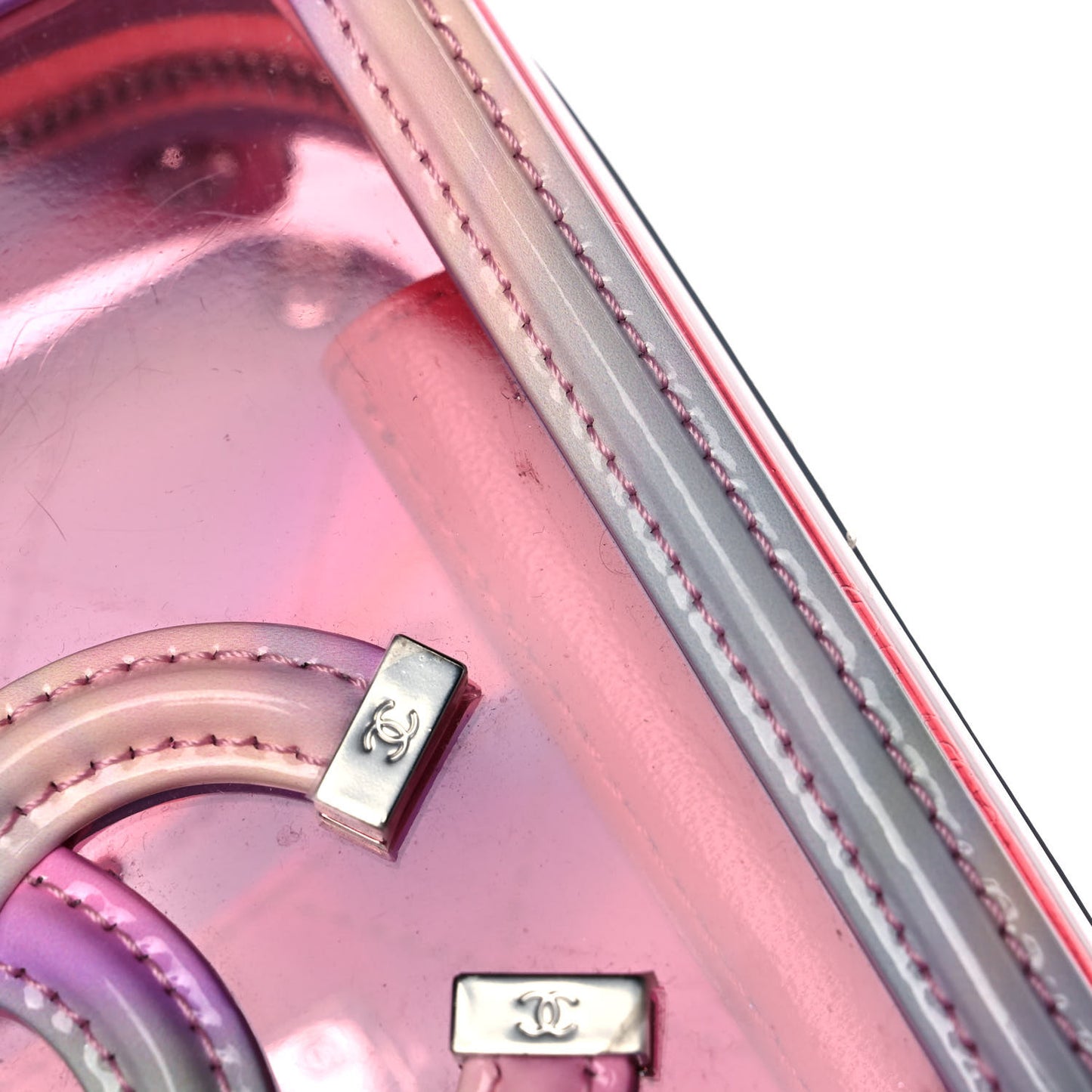 PVC Patent Calfskin Patent Lambskin Vertical Vanity Case Pink
