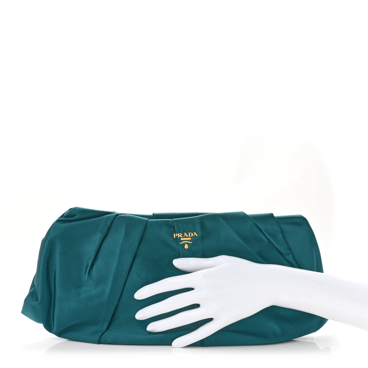 Satin Pleated Clutch Turchese