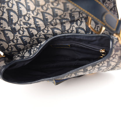 Christian Dior Monogram Double Saddle Bag Navy Blue 5 of 10
