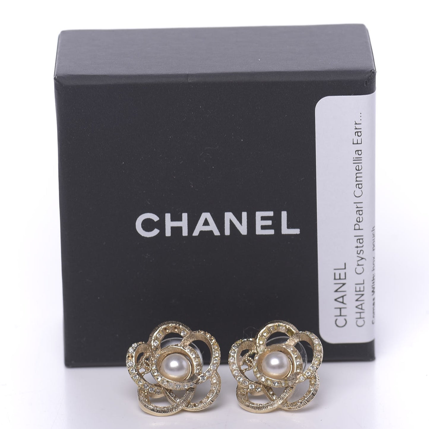 Crystal Pearl Camellia Earrings Gold