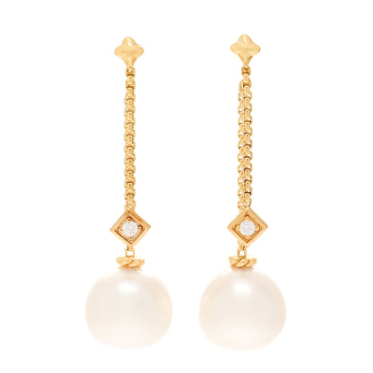 David Yurman 18K Yellow Gold Pearl Diamond Solari Drop Earrings 1 of 5