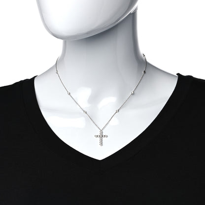 Tiffany Platinum Diamond Small Jazz Cross Pendant Necklace 3 of 12