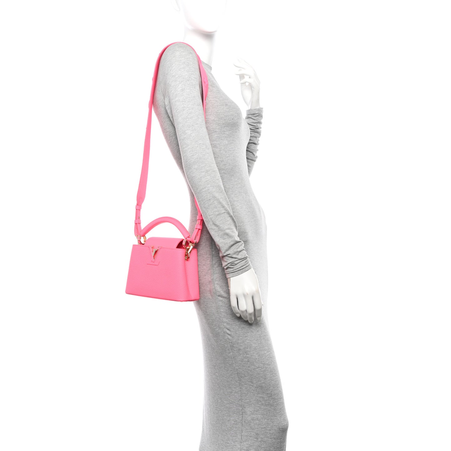 Taurillon Monogram Tuffetage Capucines Mini Fluo Pink