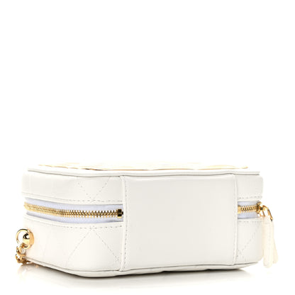 Chanel Lambskin Quilted Golden Plate Clutch With Chain White 3 of 10