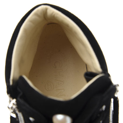 Chanel Canvas Suede CC Star Zipped High Top Sneakers 37 Black 6 of 8