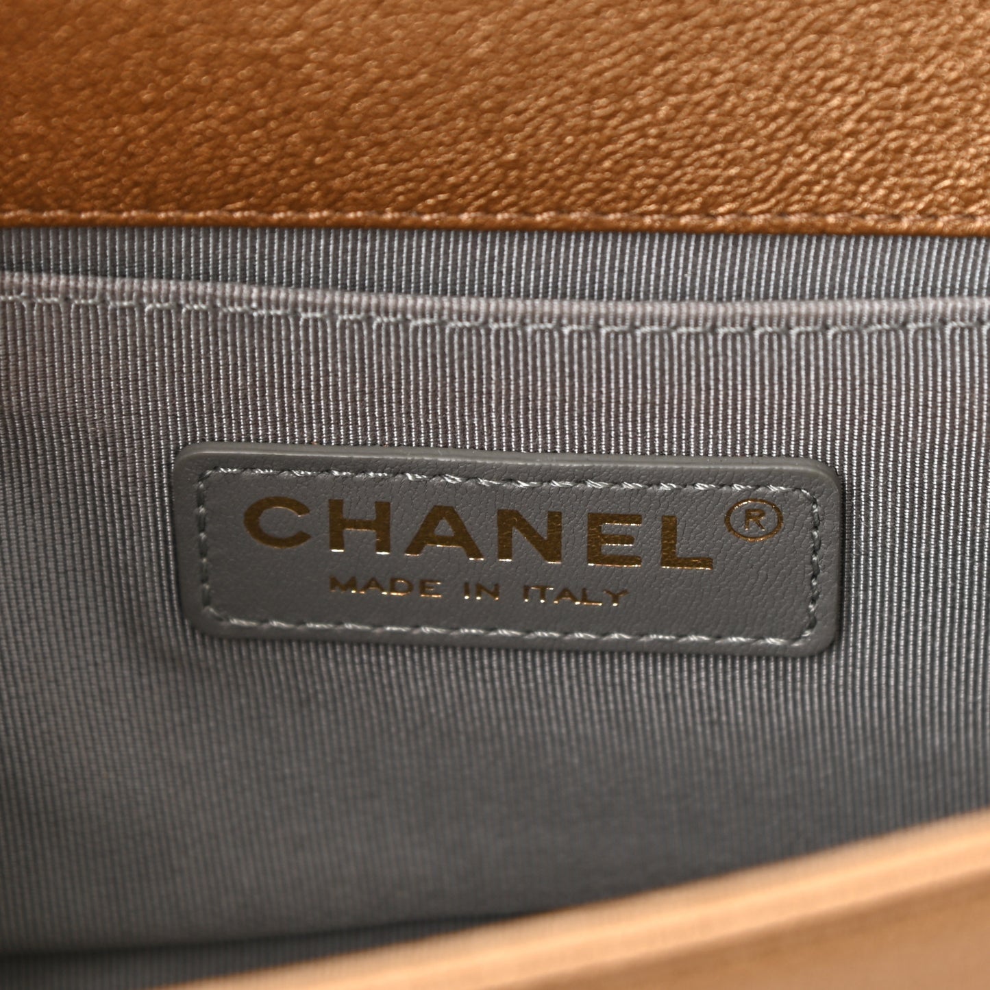 Metallic Lambskin Small Golden CC Boy Flap Dark Gold