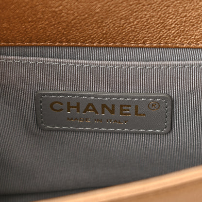 Chanel Metallic Lambskin Small Golden CC Boy Flap Dark Gold 6 of 10