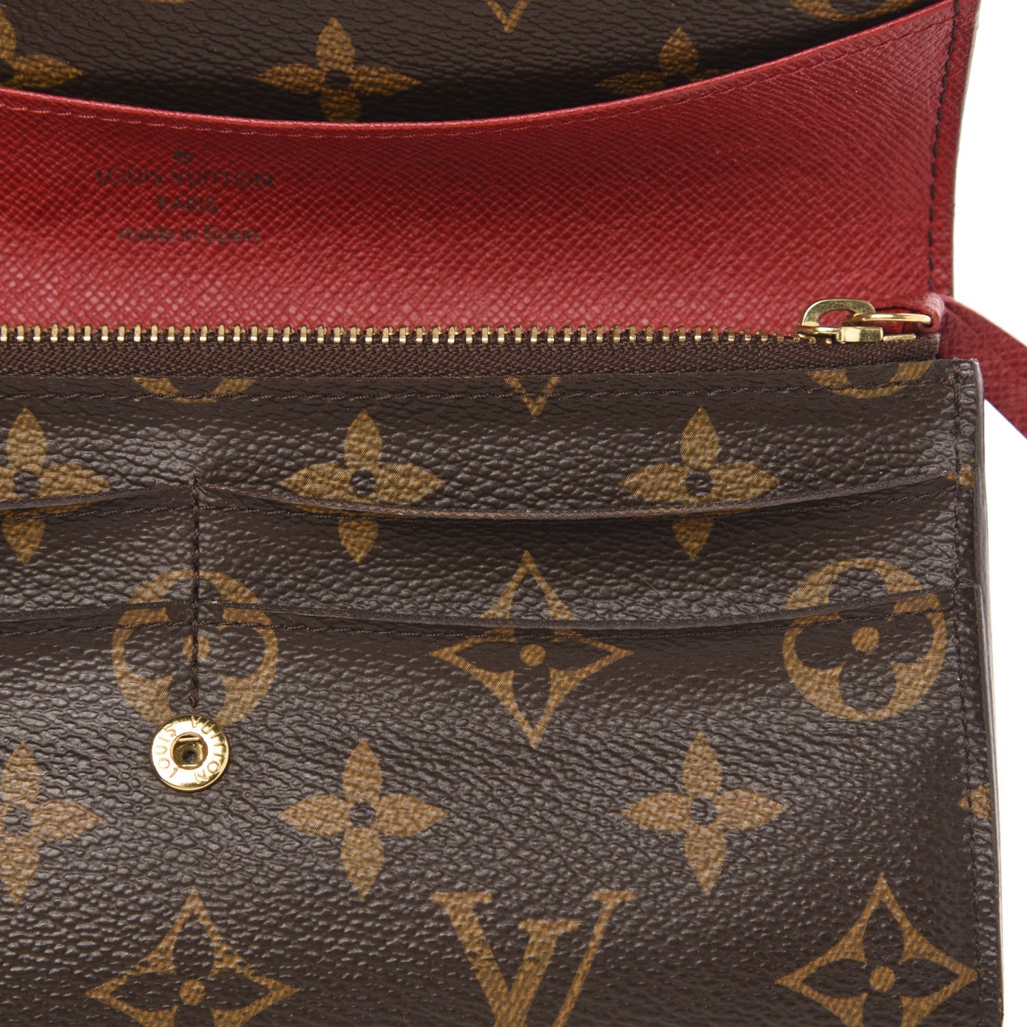 Louis Vuitton Monogram Emilie Wallet Red 9 of 12