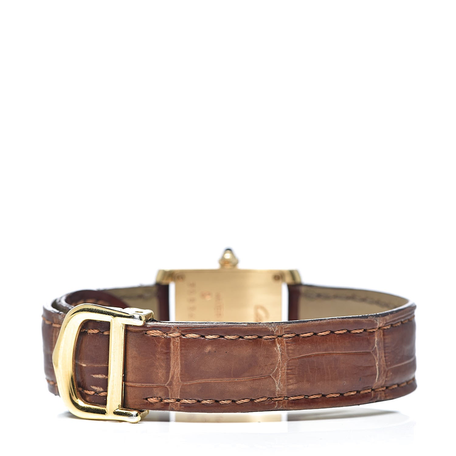 Cartier 18K Yellow Gold Alligator 20mm Tank Francaise Quartz Watch Brown 4 of 9