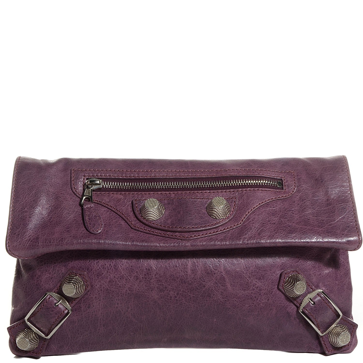 Balenciaga Agneau Giant 21 Silver Hardware Envelope Clutch Murier 1 of 11