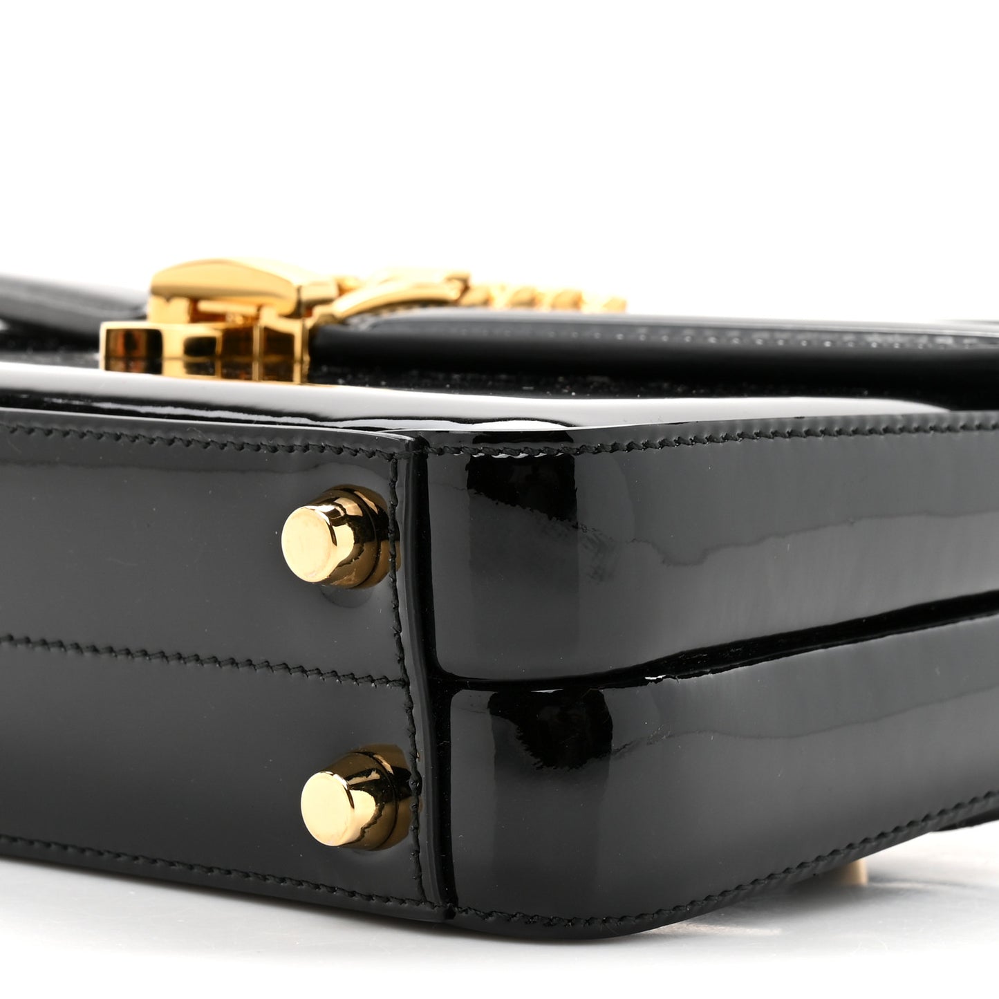 Mousse Top Patent Mini Sylvie 1969 Top Handle Bag Black