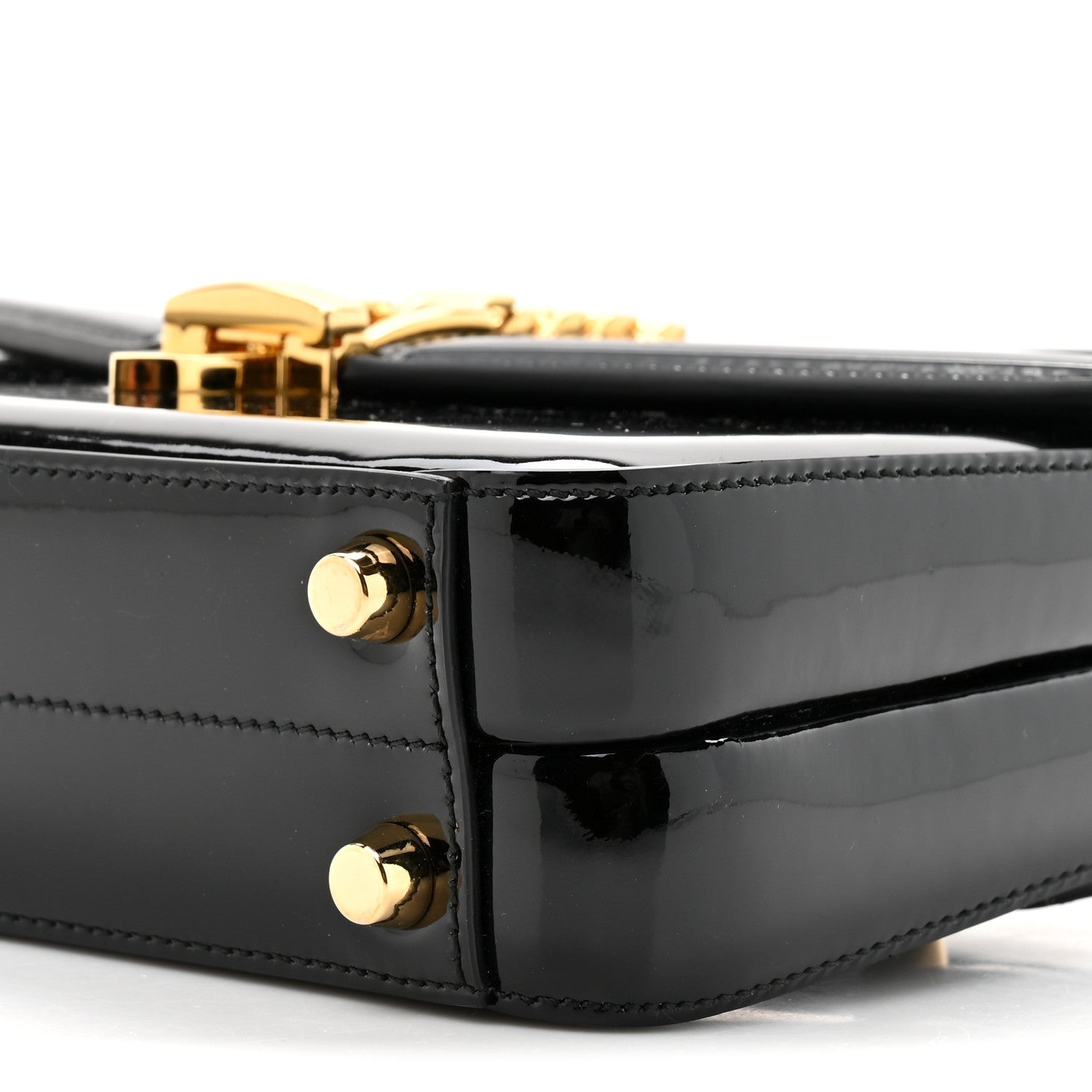 Gucci Mousse Top Patent Mini Sylvie 1969 Top Handle Bag Black 9 of 13